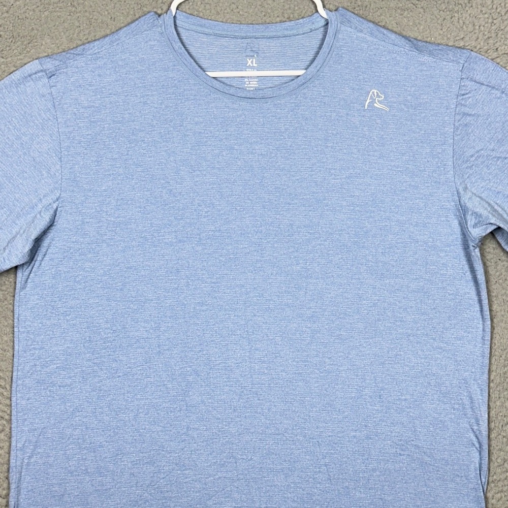 Rhoback T-Shirt Mens XL Heathered Blue Performance Tee Stretch Short Sleeve Logo